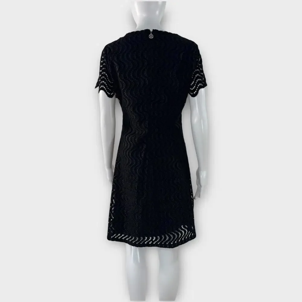 Tommy Hilfiger Women’s Lace Sheath Short Sleeve Mini Dress Black Size 4 Small - Picture 6 of 15